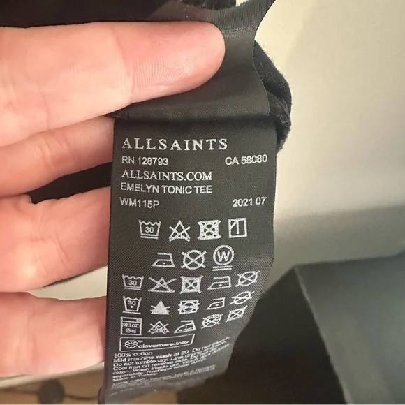 All Saints Small Black Emelyn Tonic Short Sleeve Tee Staple - Picture 7 of 12